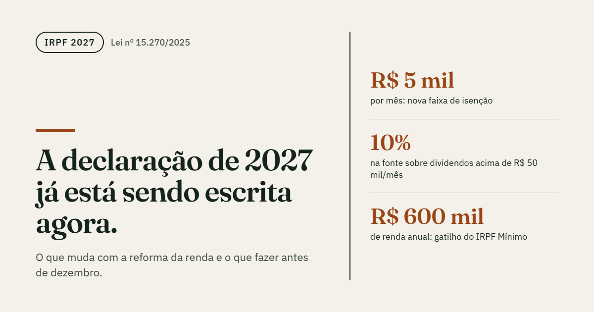 Reforma da tributação da renda (Lei 15.270/2025) e seus reflexos na declaração de 2027